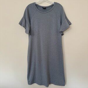 a.n.a. ruffle sleeve dress crew neck gray size medium